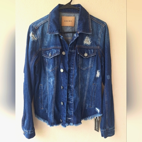 Blank NYC Dark Blue Denim Long Sleeve Distressed Women's Jacket Size S NWT - Picture 11 of 11